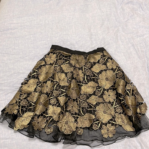 Anthropologie Eva France Gold and Black Skater Skirt - Picture 3 of 5